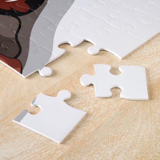 Tyrannosaurus Rex kocht Essen über einem Lagerfeue Puzzle (Seite)