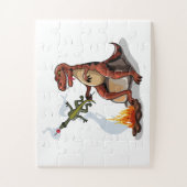 Tyrannosaurus Rex kocht Essen über einem Lagerfeue Puzzle (Vertikal)