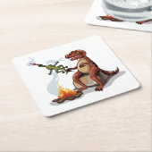 Tyrannosaurus Rex kocht Essen über einem Lagerfeue Rechteckiger Pappuntersetzer (angewinkelt)