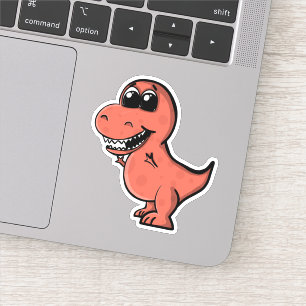 Tyrannosaurus Rex Niedlich Illustrierter Rotdrosse Aufkleber