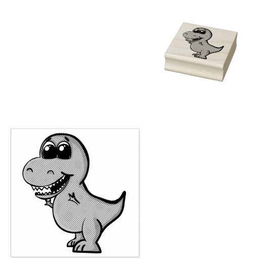 Tyrannosaurus Rex Niedlich Illustrierter Rotdrosse Gummistempel (Stempel)