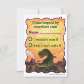 Tyrannosaurus Rex Party Center RSVP Card (Rückseite)