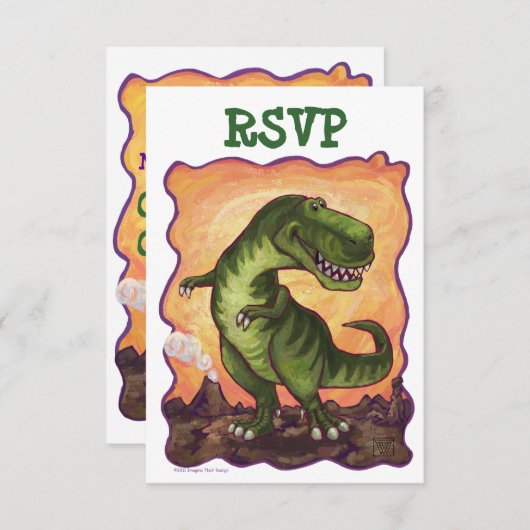Tyrannosaurus Rex Party Center RSVP Card (Vorne/Hinten)