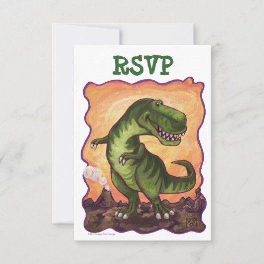 Tyrannosaurus Rex Party Center RSVP Card Karte (Vorderseite)
