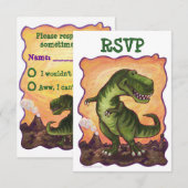 Tyrannosaurus Rex Party Center RSVP Card Karte (Vorne/Hinten)