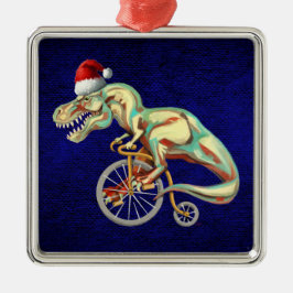 Tyrannosaurus Rex Santa Silbernes Ornament