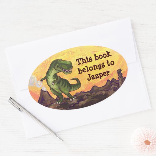 Tyrannosaurus Rex schrieb Zeug Ovaler Aufkleber (Umschlag)