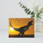 Tyrannosaurus Rex-Sonnenuntergang-Art Postkarte (Stehend Vorderseite)