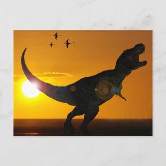 Tyrannosaurus Rex-Sonnenuntergang-Art Postkarte (Vorderseite)