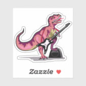 Tyrannosaurus Rex spielt Gitarre. Aufkleber (Blatt)