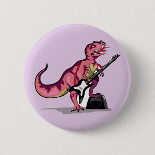 Tyrannosaurus Rex spielt Gitarre. Button