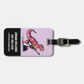 Tyrannosaurus Rex spielt Gitarre. Gepäckanhänger (Vorderseite horizontal)