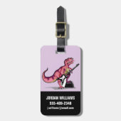 Tyrannosaurus Rex spielt Gitarre. Gepäckanhänger (Vorderseite vertikal)