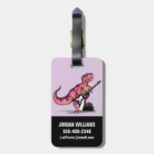 Tyrannosaurus Rex spielt Gitarre. Gepäckanhänger (Rückseite vertikal)
