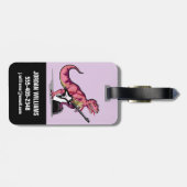 Tyrannosaurus Rex spielt Gitarre. Gepäckanhänger (Rückseite horizontal)