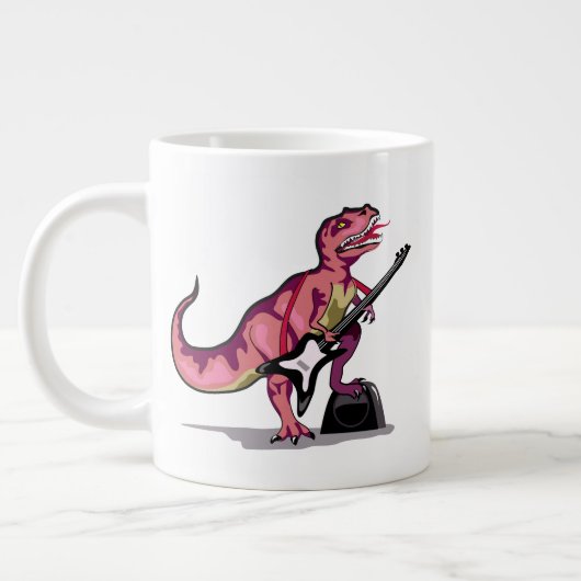 Tyrannosaurus Rex spielt Gitarre. Jumbo-Tasse (Links)