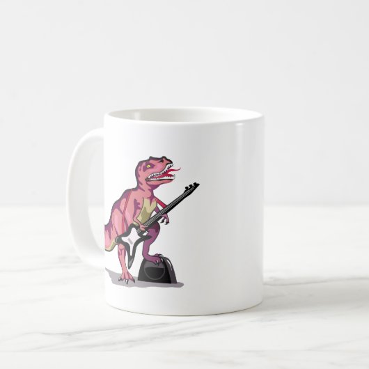 Tyrannosaurus Rex spielt Gitarre. Kaffeetasse (Vorderseite Links)