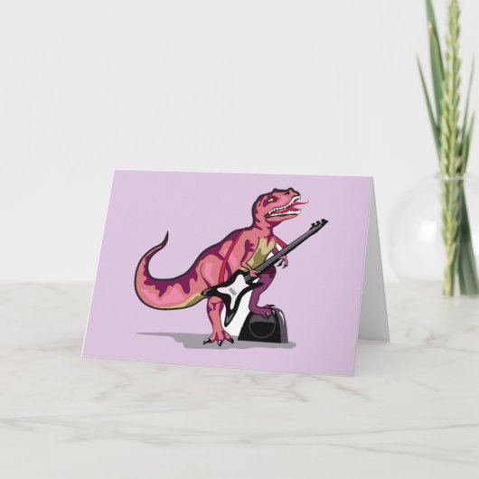 Tyrannosaurus Rex spielt Gitarre. Karte (Vorderseite)