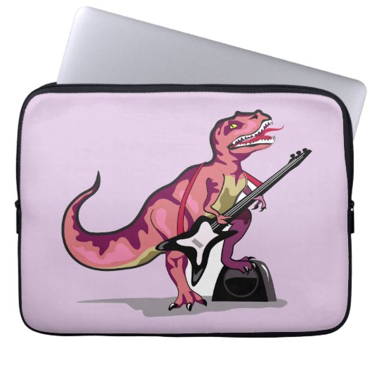 Tyrannosaurus Rex spielt Gitarre. Laptopschutzhülle (Vorderseite)