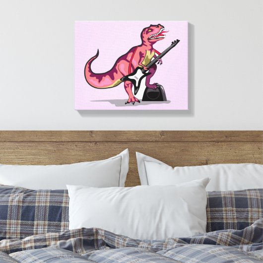 Tyrannosaurus Rex spielt Gitarre. Leinwanddruck (Insitu (Schlafzimmer))