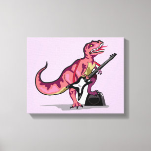 Tyrannosaurus Rex spielt Gitarre. Leinwanddruck