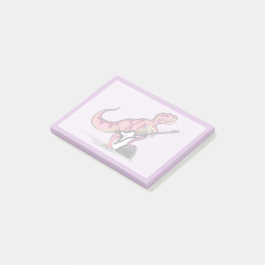 Tyrannosaurus Rex spielt Gitarre. Post-it Klebezettel (angewinkelt)