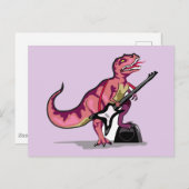 Tyrannosaurus Rex spielt Gitarre. Postkarte (Vorne/Hinten)