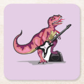 Tyrannosaurus Rex spielt Gitarre. Rechteckiger Pappuntersetzer (Vorderseite)