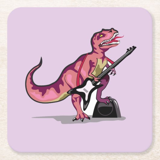 Tyrannosaurus Rex spielt Gitarre. Rechteckiger Pappuntersetzer (Vorderseite)