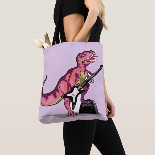 Tyrannosaurus Rex spielt Gitarre. Tasche (Von Nahem)