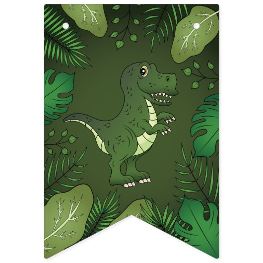 Tyrannosaurus Rex T-rex Dinosaur Happy Birthday Wimpelkette (Erste Fahne)