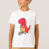 Tyrannosaurus rex T-rex Dinosaur Reiten einer Scoo T-Shirt (Vorderseite)