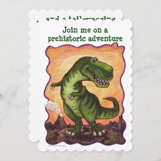 Tyrannosaurus Rex TagParty Diecut Custom Einladung (Vorne/Hinten)