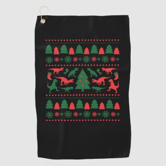 Tyrannosaurus Rex Ugly Christmas Sweater - Ugly Ch Golfhandtuch (Vorderseite)