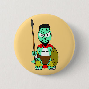 Tyrannosaurus Rex verkleidet als Leonidas. Button