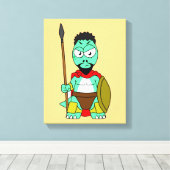 Tyrannosaurus Rex verkleidet als Leonidas. Leinwanddruck (Insitu (Holzboden))