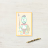 Tyrannosaurus Rex verkleidet als Leonidas. Post-it Klebezettel (Auf Schreibtisch)