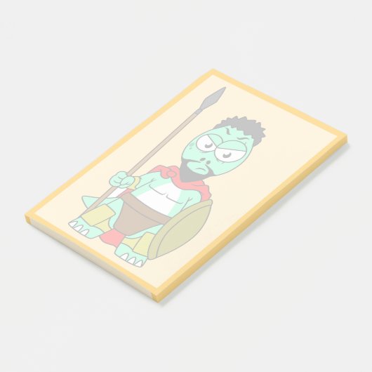 Tyrannosaurus Rex verkleidet als Leonidas. Post-it Klebezettel (angewinkelt)