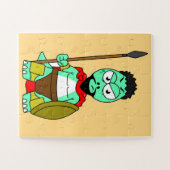 Tyrannosaurus Rex verkleidet als Leonidas. Puzzle (Horizontal)