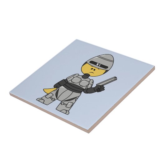 Tyrannosaurus Rex verkleidet als Robocop. Fliese (Seite)