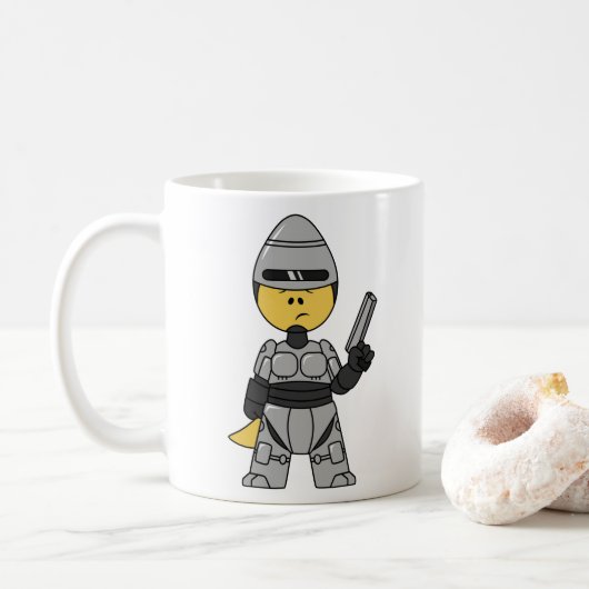 Tyrannosaurus Rex verkleidet als Robocop. Kaffeetasse (Mit Donut)