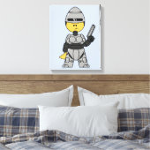 Tyrannosaurus Rex verkleidet als Robocop. Leinwanddruck (Insitu (Schlafzimmer))