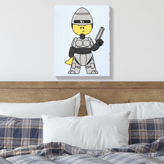 Tyrannosaurus Rex verkleidet als Robocop. Leinwanddruck (Insitu (Schlafzimmer))