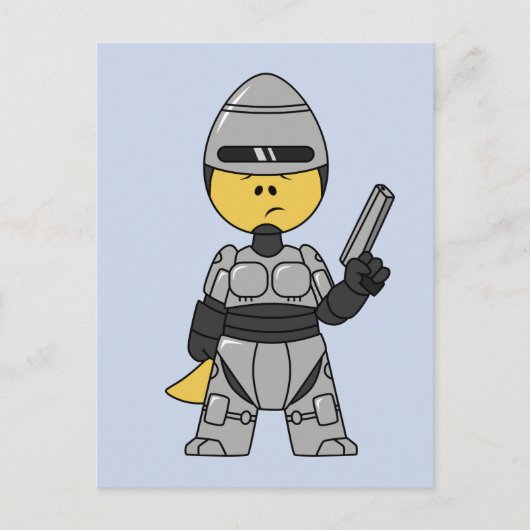 Tyrannosaurus Rex verkleidet als Robocop. Postkarte (Vorderseite)