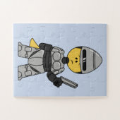 Tyrannosaurus Rex verkleidet als Robocop. Puzzle (Horizontal)