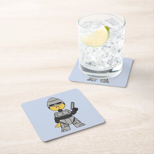 Tyrannosaurus Rex verkleidet als Robocop. Rechteckiger Pappuntersetzer (Vor Ort)