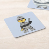 Tyrannosaurus Rex verkleidet als Robocop. Rechteckiger Pappuntersetzer (angewinkelt)