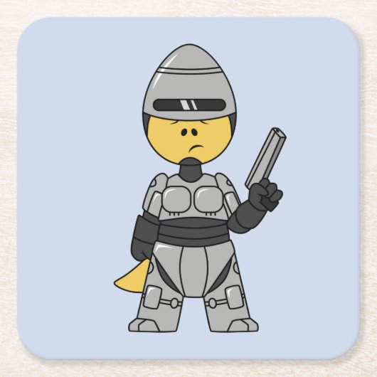 Tyrannosaurus Rex verkleidet als Robocop. Rechteckiger Pappuntersetzer (Vorderseite)