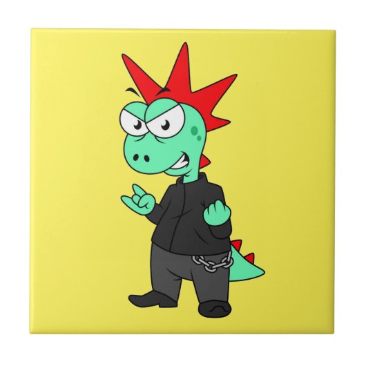 Tyrannosaurus Rex verkleidete sich als Punk. Fliese (Vorderseite)