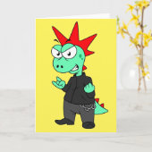 Tyrannosaurus Rex verkleidete sich als Punk. Karte (Gelbe Blume)